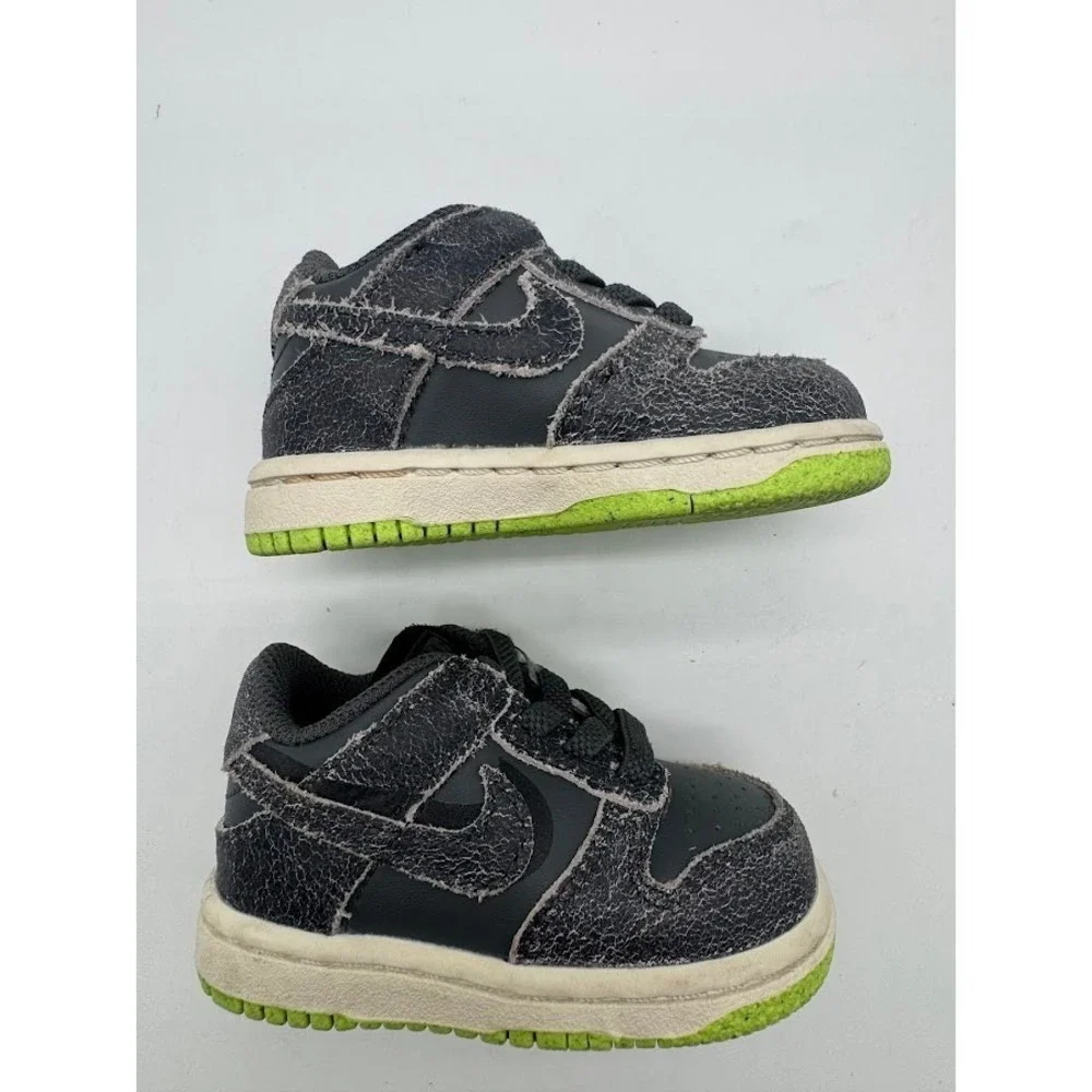 Nike Dunk Low Halloween Toddler Iron Grey Scream Green DQ6217-001 Size 3C Mens
